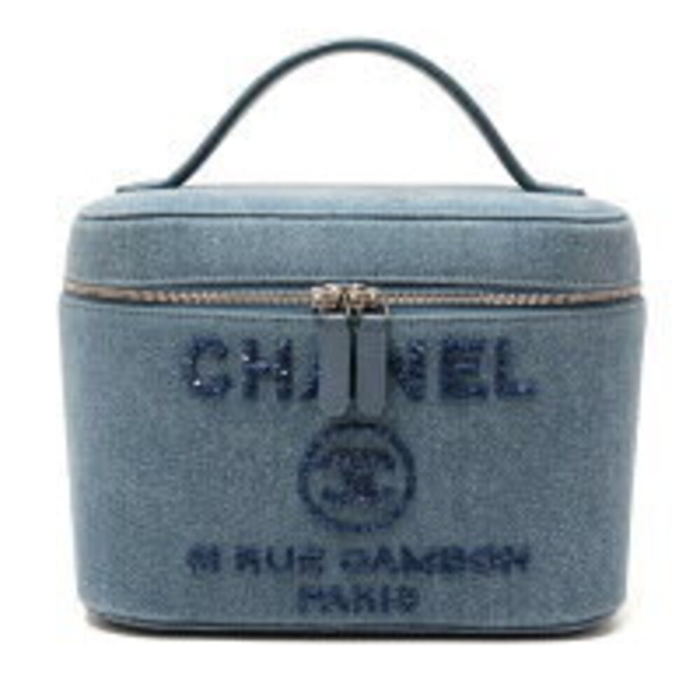 Chanel Deauville Vanity Bag Pouch Denim Sequins Blue - Picture 1 of 7